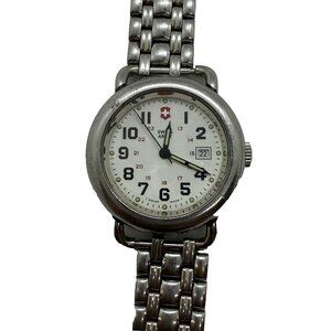 Vtg Victorinox Swiss Army Women's Cavalry Field Date Quartz 31mm Watch Stainless